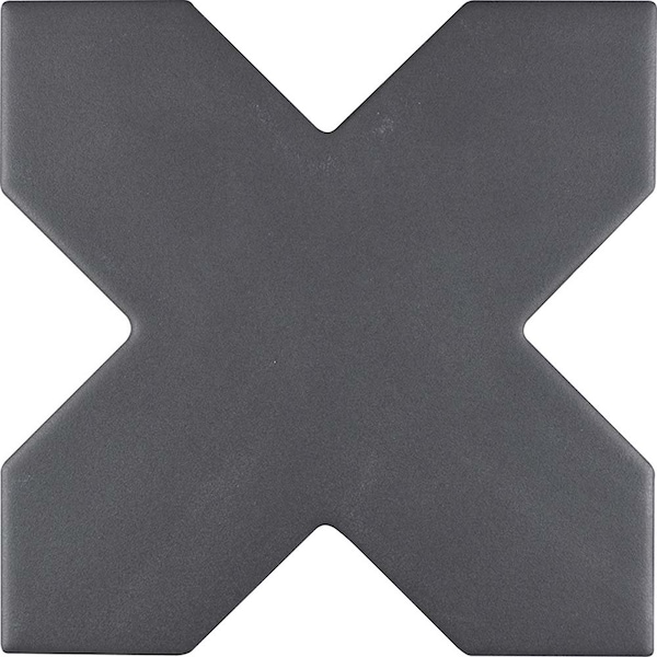 Apollo Tile Siena 5.35 in. x 5.35 in. Matte Peppercorn Black Ceramic Cross-Shaped Wall and Floor Tile 5.37 sqft/case, 27PK MOR88BLKCRA - main